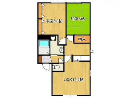 エティンセラー21A棟(2LDK/1階)の間取り写真