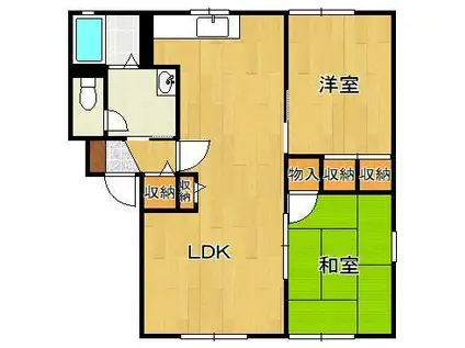 プリムヴェールパルクE棟(2LDK/1階)の間取り写真