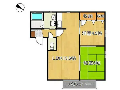 ピースガーデンワカゾノ(2LDK/2階)の間取り写真
