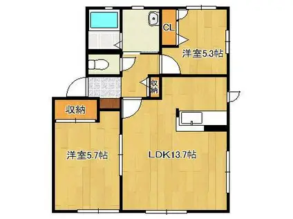 シャーメゾン・みちA棟(2LDK/1階)の間取り写真