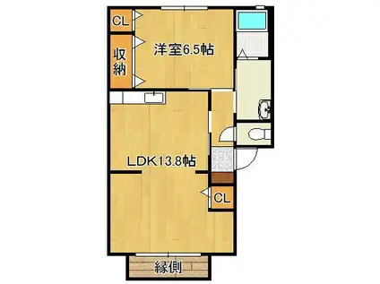 咲ら坂HI I棟(2DK/1階)の間取り写真