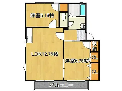 フレグランス常磐A棟(2LDK/2階)の間取り写真