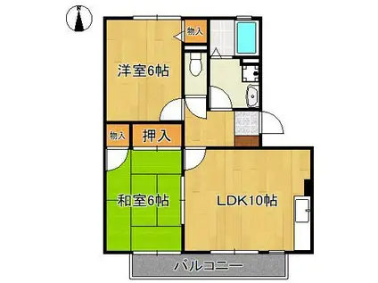 クレール徳力Ⅱ(2LDK/2階)の間取り写真