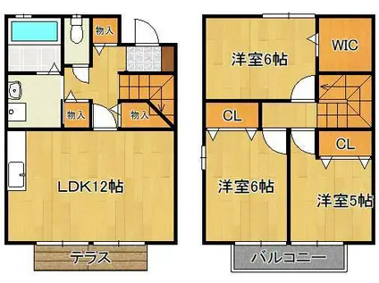 プレミールメゾンB棟(3LDK/1階)の間取り写真