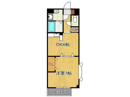 ヴィラージュB棟(1DK/1階)の間取り写真