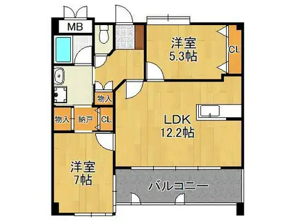 ボンボニエール(2LDK/2階)の間取り写真