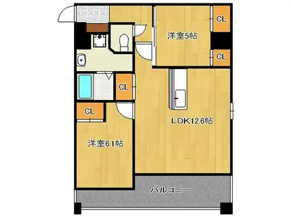 ボンボニエール(2LDK/2階)の間取り写真