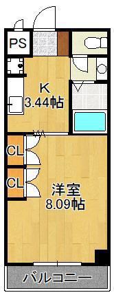 MITSUO(1K/3階)の間取り写真
