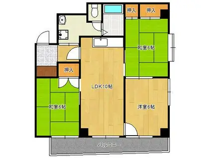 オークランドハイツ(3LDK/4階)の間取り写真