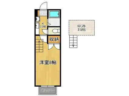 ロフティ葉山(1K/2階)の間取り写真