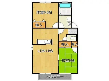 ファミーユ石田Ⅱ・A(2LDK/2階)の間取り写真