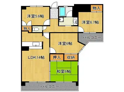 パティオス守恒(4LDK/5階)の間取り写真