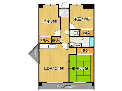 パティオス守恒(3LDK/2階)の間取り写真