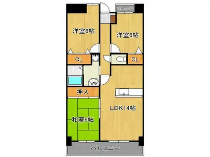 ウィンベル嵐山(3LDK/4階)の間取り写真