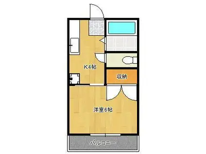 ロマネスクもりつね(1K/2階)の間取り写真