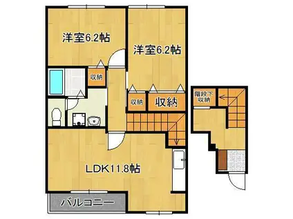 リバ-サイド広徳(2LDK/2階)の間取り写真