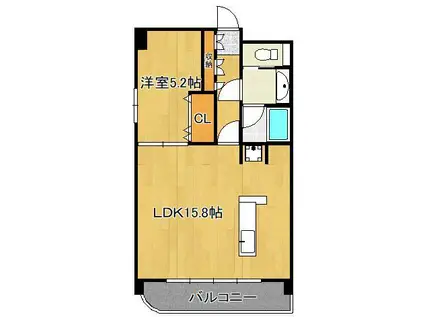 エボリューション徳力(1LDK/2階)の間取り写真