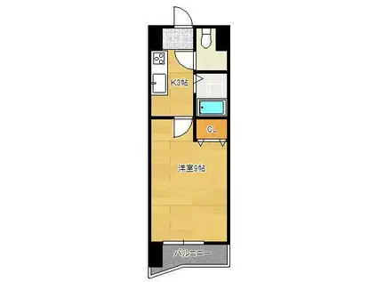 ニューサンリバー7番館(1K/3階)の間取り写真