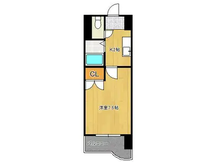 ニューサンリバー7番館(1K/4階)の間取り写真