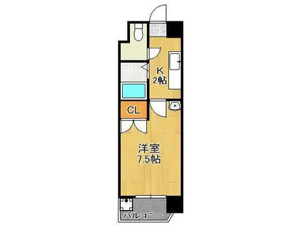 ニューサンリバー7番館(1K/6階)の間取り写真