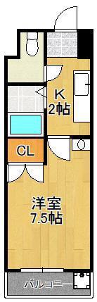 ニューサンリバー7番館(1K/4階)の間取り写真