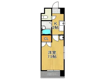 ニューサンリバー7番館(1K/12階)の間取り写真