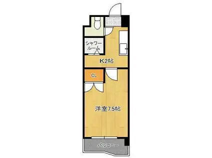 ニューサンリバー7番館(1K/7階)の間取り写真