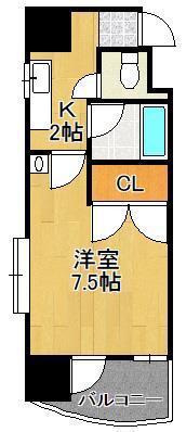 ニューサンリバー 6番館(1K/2階)の間取り写真