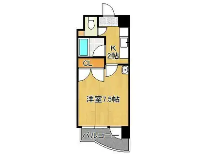 ニューサンリバー 6番館(1K/2階)の間取り写真