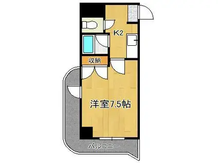 ニューサンリバー 6番館(1K/6階)の間取り写真