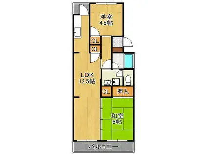 プレジデントタカヤ(2LDK/1階)の間取り写真