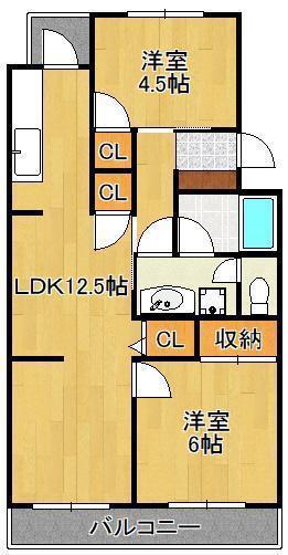 プレジデントタカヤ(2LDK/2階)の間取り写真