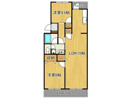 プレジデントタカヤ(2LDK/3階)の間取り写真