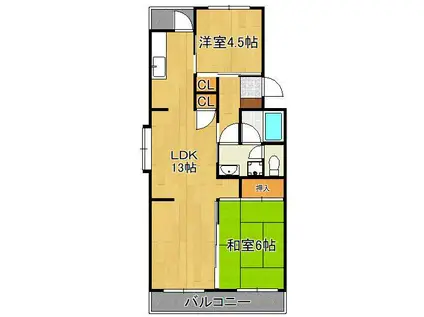 プレジデントタカヤ(2LDK/2階)の間取り写真