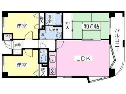 ベルカーサ守恒(3LDK/3階)の間取り写真