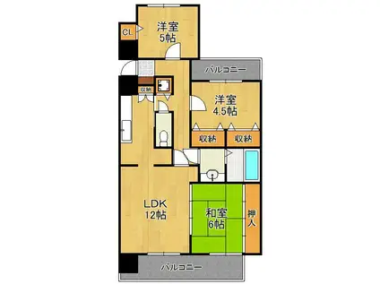 サンパーク嵐山408号(3LDK/4階)の間取り写真
