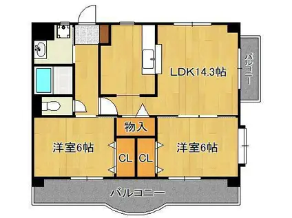 クレール長尾 Ⅱ(2LDK/4階)の間取り写真