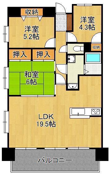 クラブハウス企救丘(3LDK/4階)の間取り写真