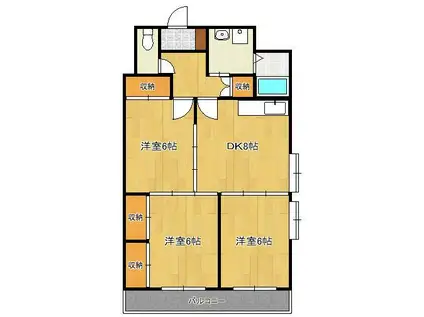 第三矢野ビルA(3DK/4階)の間取り写真