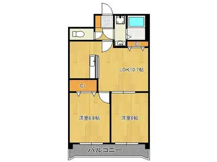 ウィークスM.ONE(2LDK/10階)の間取り写真