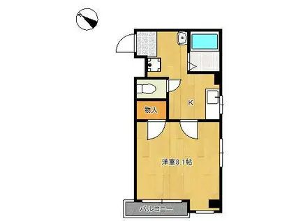 ルネサンス北方(1K/2階)の間取り写真