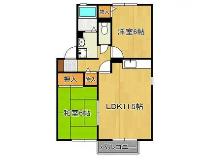 グロワール長行B棟(2LDK/2階)の間取り写真