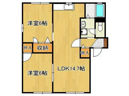 オー・ボアパティールB棟(2LDK/1階)の間取り写真