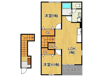 オードピュールⅠ(2LDK/2階)の間取り写真