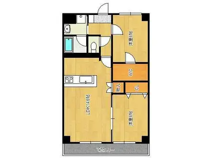 MERVEILLE ISHIDA(2LDK/6階)の間取り写真