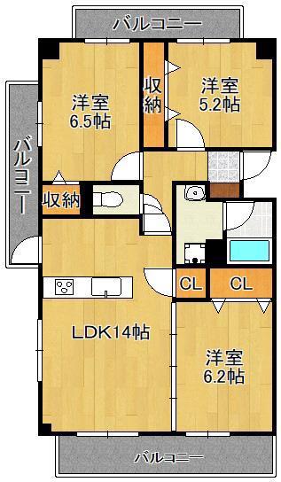 ニューガイア高野(3LDK/3階)の間取り写真