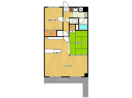 ニューガイア高野(2LDK/3階)の間取り写真