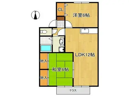 セジュール若園(2LDK/1階)の間取り写真