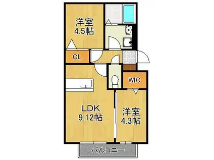 プレジャーライフYUZU(2LDK/1階)の間取り写真