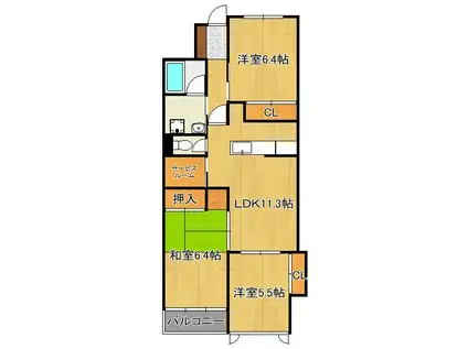 ココガモ&壺壺蒲生(3LDK/5階)の間取り写真